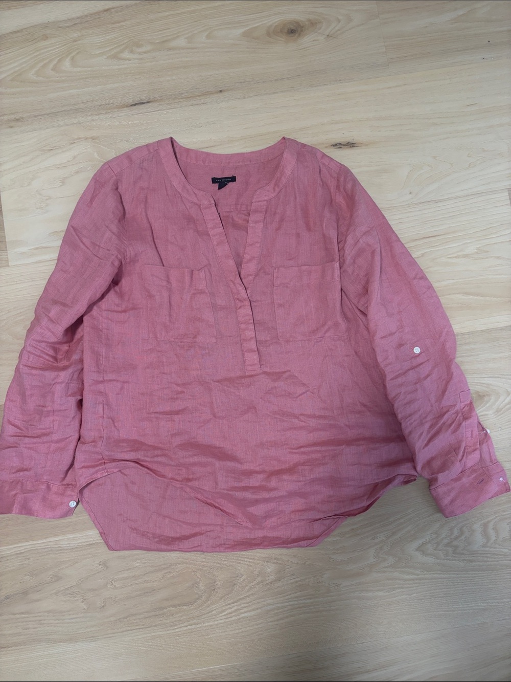 Ann Taylor Dusty Rose Linen-Blend Tunic Top
